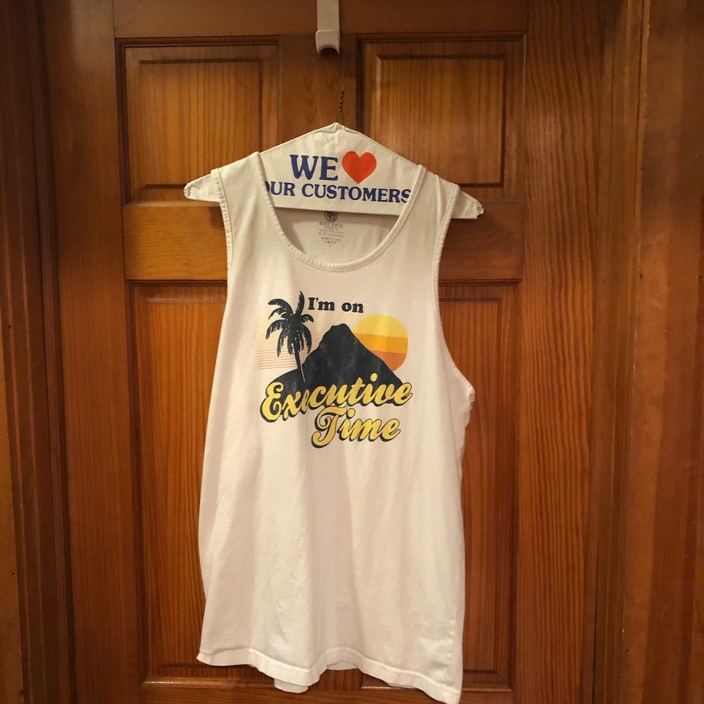 White with graphics tank top large